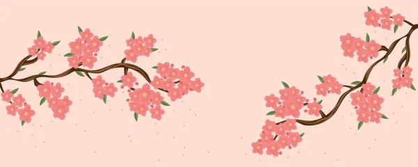 Tree branches with flowers on pink background