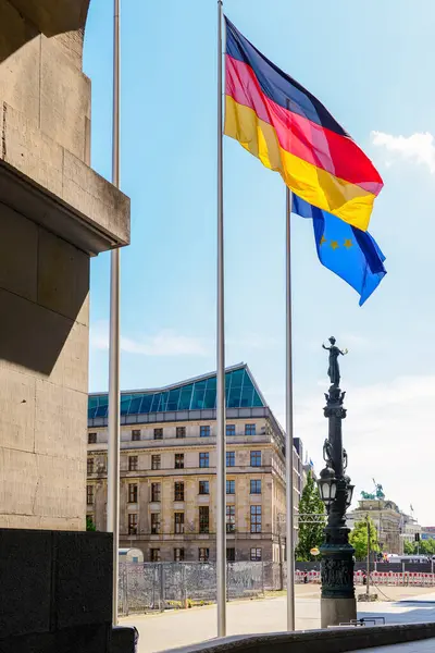 Germany European Union Flags Reichstag Building Berlin — Stock Photo, Image