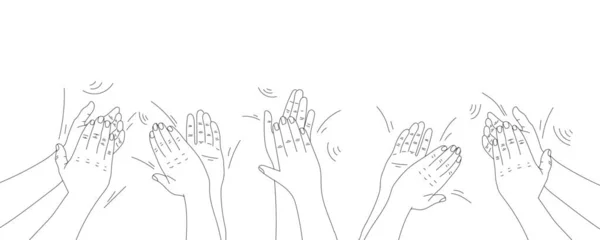 Vele Getrokken Klappende Handen Witte Achtergrond — Stockvector