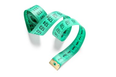 Beyaz arkaplanda turkuaz ölçüm bandı