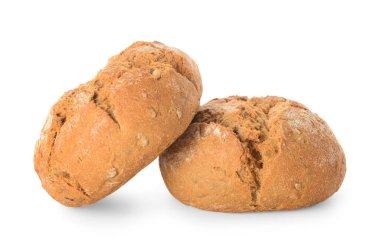 Beyaz arka planda lezzetli tahıllı çörekler.