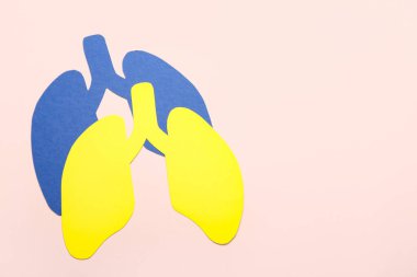 Bej arka planda mavi ve sarı kağıt ciğerler