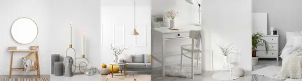 Set of stylish light interiors
