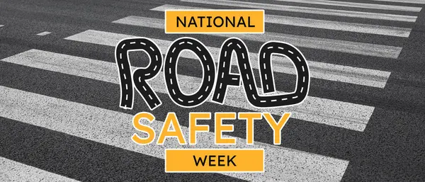 Zebra Crosswalk City Road Banner National Road Safety Week — Stock Photo, Image