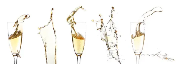 Set Spetterende Champagne Geïsoleerd Wit — Stockfoto