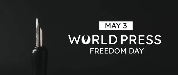 Banner Voor World Press Freedom Day Met Vulpen — Stockfoto