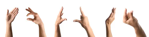 stock image Set of hands using sign language on white background