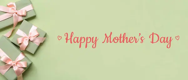 Greeting Banner Mother Day Gift Boxes — Stock Photo, Image