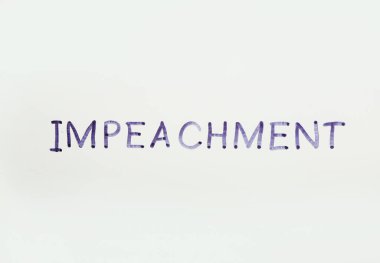 Word IMPEACH written with felt pen on glass against white background clipart