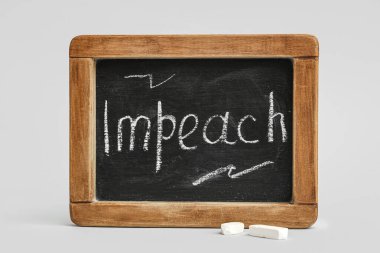 Chalkboard with word IMPEACH on white background clipart
