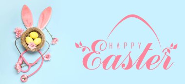 Doktorun steteskopuyla Mutlu Paskalyalar bayrağı