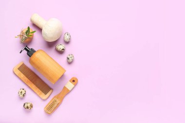 Pembe arka planda Paskalya yumurtaları olan spa kompozisyonu