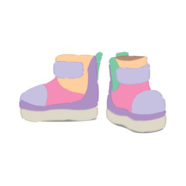 Beyaz arka planda şık bebek çizmeleri