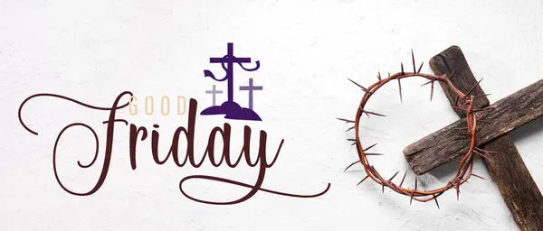 Banner Good Friday Crown Thorns Cross — Stock Photo, Image