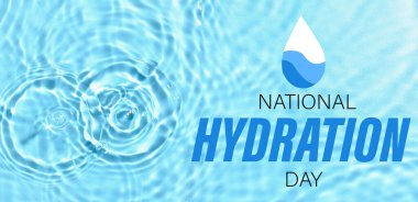 Mavi arka planda dalgalanmalar olan su dokusu. Ulusal Hidrasyon Günü Afişi