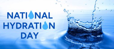 Mavi arka planda bir damla su. Ulusal Hidrasyon Günü Afişi