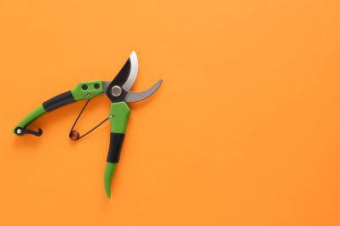 Turuncu arka planda bahçıvanlık yapan