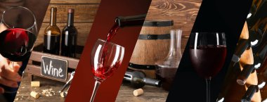 Peynirli lezzetli kırmızı şarap kolajı