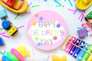 Çocuk Günü için oyuncaklarla şenlikli pankart