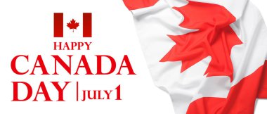 Beyaz arka planda Kanada bayrağı. Kanada Günü Afişi