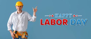 Yetişkin erkek işçilerle İşçi Bayramı için tebrik kartı.