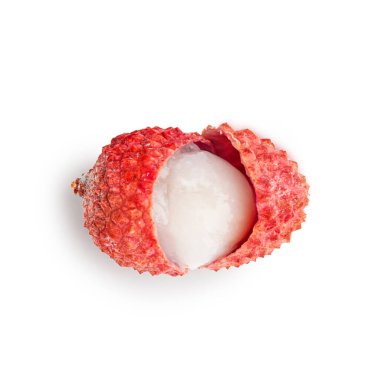 Beyaz arka planda lezzetli litchi meyvesi