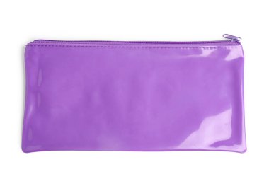 Beyaz arkaplanda mor kalem kutusu