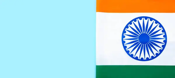 stock image National flag of India on light blue background with space for text