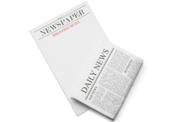 Beyaz arka planda boş ve günlük gazete
