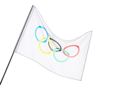 Beyaz arkaplanda Olimpiyat bayrağı