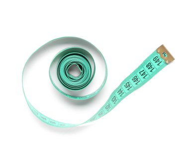 Beyaz arkaplanda turkuaz ölçüm bandı