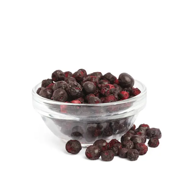 stock image Bowl of dried bilberry on white background