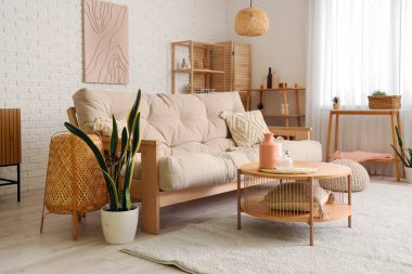 Modern oturma odasının güzel iç mekanı.