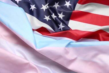 Transeksüel ve ABD bayraklarının dokusu