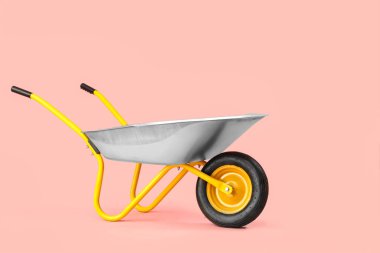 Pembe arka planda boş el arabası