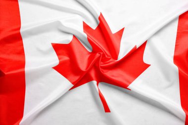 Arka plan olarak Kanada bayrağı, yakın plan