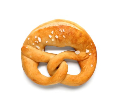 Beyaz arka plan üzerinde yumuşak pretzel
