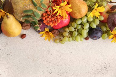 Beyaz arka planda farklı taze meyveler