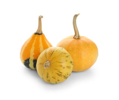 Beyaz arkaplanda taze balkabakları