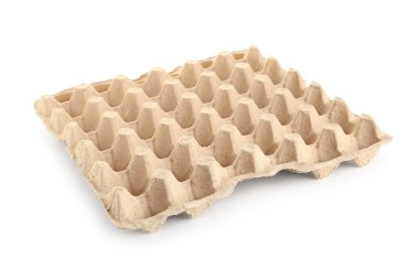 Beyaz arkaplanda boş karton yumurta kutusu