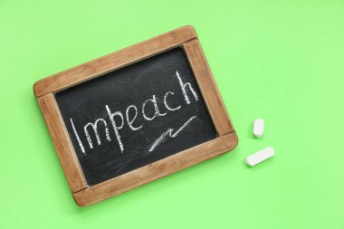 Chalkboard with word IMPEACH on green background clipart