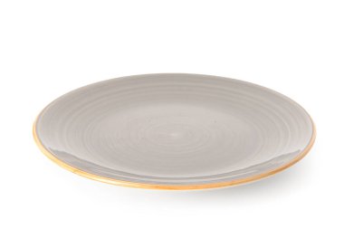 Beyaz zemin üzerinde gri seramik plaka