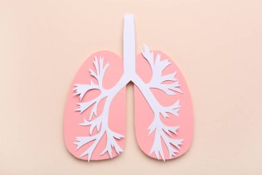 Bej arka planda pembe kağıt ciğerler