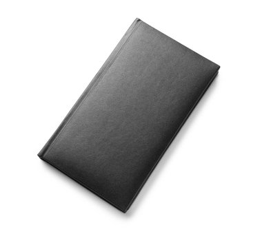 Beyaz arkaplanda silgi olan siyah defter