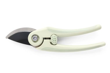 Beyaz arka planda bahçıvanlık yapan gri kesiciler