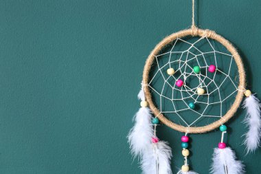 Renk duvarında asılı düş kapanı, yakın plan