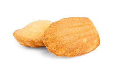 Beyaz arka planda lezzetli Madeleine kurabiyeleri