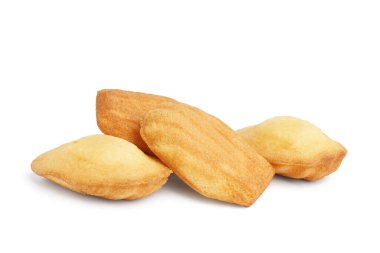 Beyaz arka planda lezzetli Madeleine kurabiyeleri