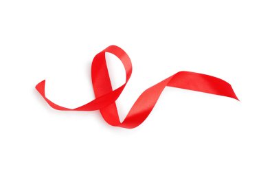 kırmızı kurdele beyaz arkaplanda izole edildi