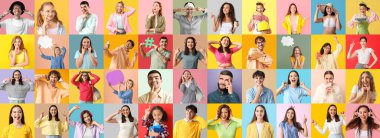 Arkaplanda pozitif insanlardan oluşan büyük bir kolaj